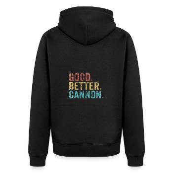 Good better Cannon - Unisex Premium Organic Zip Hoodie - black - Back - Nico (187cm)