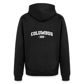 Columbus, ville de l’Ohio aux États-Unis - Veste à capuche bio Premium Unisexe - noir - Dos - Nico (187cm)