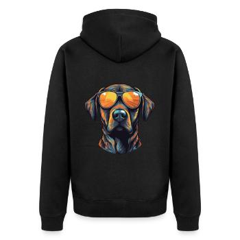 Labrador Hund Kopf Porträt Cool - Unisex Premium Bio Zip Hoodie - Schwarz - Hinten - Nico (187cm)