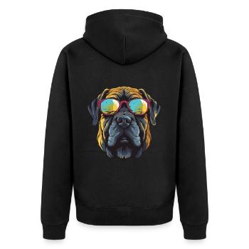 Mastiff Dog Head Portrait Cool - Unisex Premium Organic Zip Hoodie - black - Back - Nico (187cm)