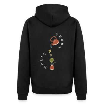 Yerba Holic Mate Tea Drinker - Unisex Premium Organic Zip Hoodie - black - Back - Nico (187cm)