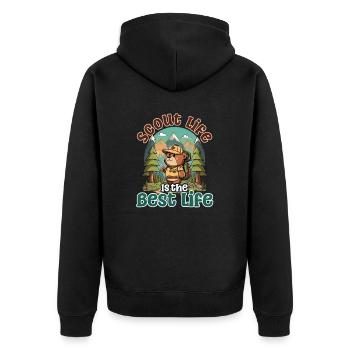 Scouting Bear Scout am besten - Unisex Premium Bio Zip Hoodie - Schwarz - Hinten - Nico (187cm)