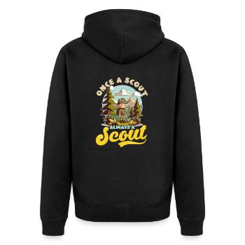 Einmal scouten Ein Scout immer scouten - Unisex Premium Bio Zip Hoodie - Schwarz - Hinten - Nico (187cm)