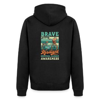 Sensibilisation au cancer du col de l’utérus Courageux Forts Résilients - Veste à capuche bio Premium Unisexe - noir - Dos - Nico (187cm)
