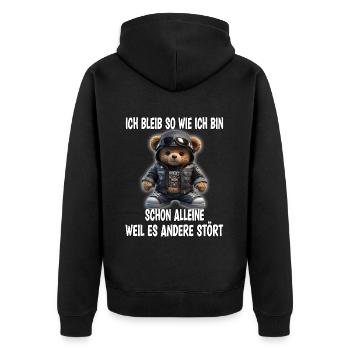Sarkasmus Bär lustiger Spruch Geschenk - Unisex Premium Bio Zip Hoodie - Schwarz - Hinten - Nico (187cm)