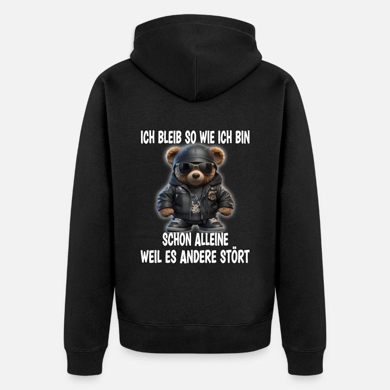 Ironie Bär Sarkasmus Geschenk - Unisex Premium Bio Zip Hoodie - Schwarz