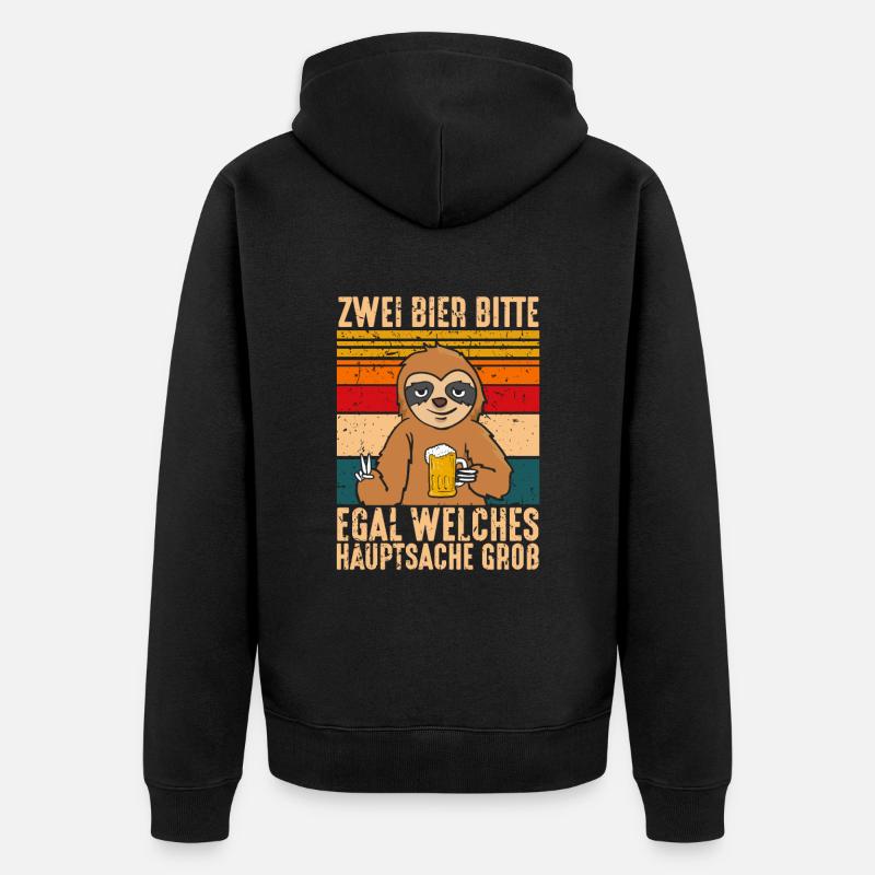 Zwei Bier bitte Hauptsache Groß - Unisex Premium Bio Zip Hoodie - Schwarz