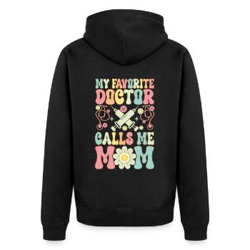 My Favorite Doctor Calls Me Mama Groovy Medicines - Unisex Premium Organic Zip Hoodie - black - Back - Nico (187cm)