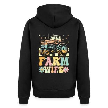 Farmer's Wife Groovy Farmer Farmer Rancher - Unisex Premium Organic Zip Hoodie - black - Back - Nico (187cm)
