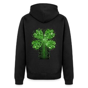 Circuit Board Shamrock Celtic Symbol Technology Ge - Unisex Premium Bio Zip Hoodie - Schwarz - Hinten - Nico (187cm)