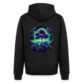 Shamrock Tree Of Life Celtic Symbol Irish Folklore - Unisex Premium Bio Zip Hoodie - Schwarz - Hinten - Nico (187cm)