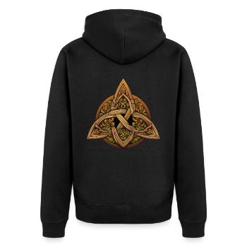 Trinity Knot Irish Celtic Symbol St. Patrick's Day - Unisex Premium Bio Zip Hoodie - Schwarz - Hinten - Nico (187cm)