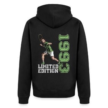 Limited Edition 1993 Limited Edition Tennis - Unisex Premium Organic Zip Hoodie - black - Back - Nico (187cm)