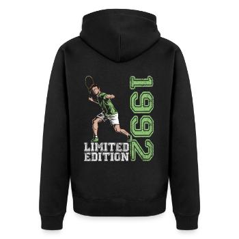 Limited Edition 1992 Limited Edition Tennis - Unisex Premium Organic Zip Hoodie - black - Back - Nico (187cm)