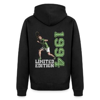 Limited Edition 1994 Limited Edition Tennis - Unisex Premium Bio Zip Hoodie - Schwarz - Hinten - Nico (187cm)