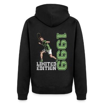 Limited Edition 1999 Limited Edition Tennis - Unisex Premium Bio Zip Hoodie - Schwarz - Hinten - Nico (187cm)