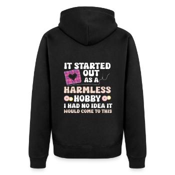 Quilter Nähen Stricken Quilten - Unisex Premium Bio Zip Hoodie - Schwarz - Hinten - Nico (187cm)