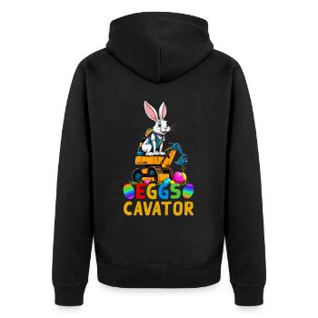 Lustiger Ostern Spruch Osterhase Baggerfahrer - Unisex Premium Bio Zip Hoodie - Schwarz - Hinten - Nico (187cm)