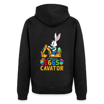 Funny Easter Saying Easter Bunny Excavator Driver - Unisex Premium Organic Zip Hoodie - black - Back - Nico (187cm)