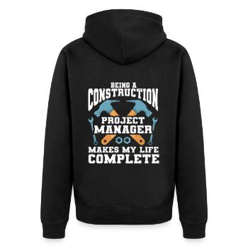 Construction Project Manager - Unisex Premium Organic Zip Hoodie - black - Back - Nico (187cm)