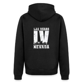 Las Vegas Nevada Stadt in den USA - Unisex Premium Bio Zip Hoodie - Schwarz - Hinten - Nico (187cm)