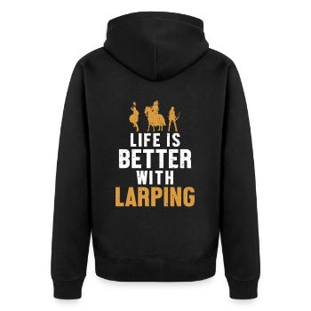 Life is Better with Larping LARPing Weapons Armor - Unisex Premium Organic Zip Hoodie - black - Back - Nico (187cm)