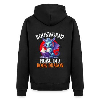 Dragons et livres Nerd Dragon Lover - Veste à capuche bio Premium Unisexe - noir - Dos - Nico (187cm)