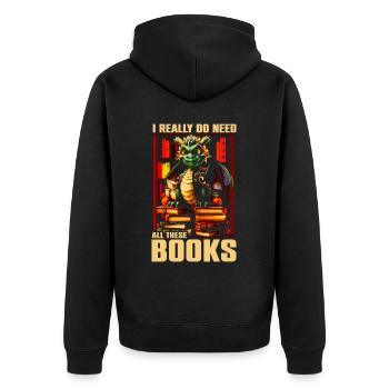 Dragons Und Bücher Nerd Dragon Liebhaber - Unisex Premium Bio Zip Hoodie - Schwarz - Hinten - Nico (187cm)