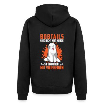 Bobtail nicht nur Hund Old English Sheepdog - Unisex Premium Bio Zip Hoodie - Schwarz - Hinten - Nico (187cm)