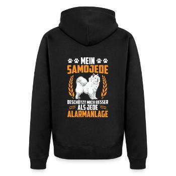 Samoyède me protège chien de traîneau - Veste à capuche bio Premium Unisexe - noir - Dos - Nico (187cm)
