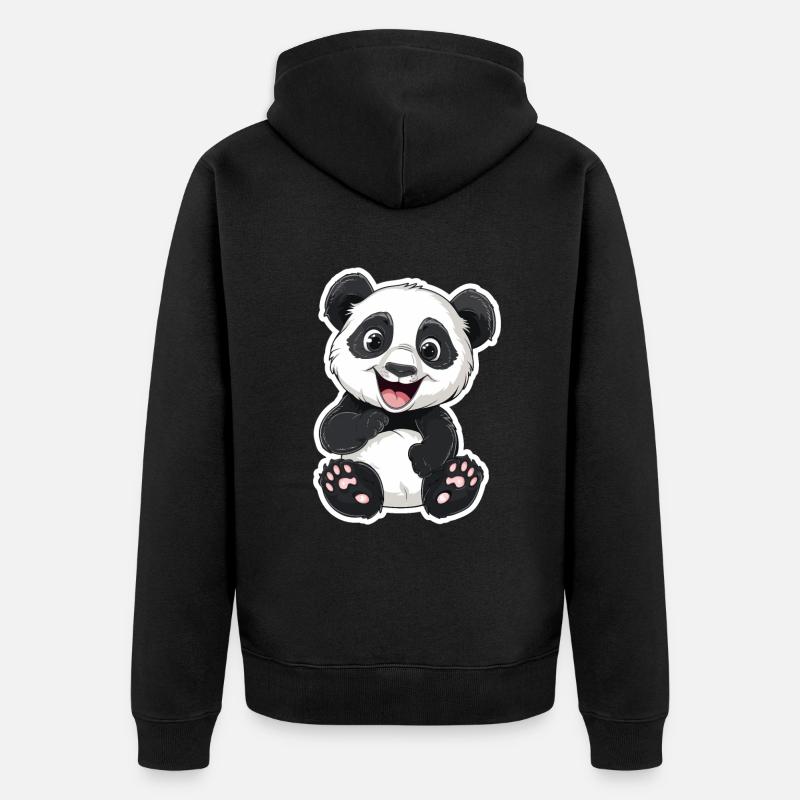 Exubérant Panda Buddy Sticker - Veste à capuche bio Premium Unisexe - noir