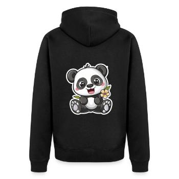 Exuberant Panda Buddy Sticker - Unisex Premium Organic Zip Hoodie - black - Back - Nico (187cm)