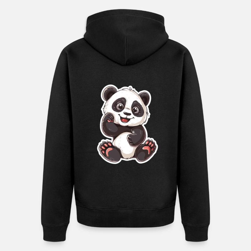Exubérant Panda Buddy Sticker - Veste à capuche bio Premium Unisexe - noir
