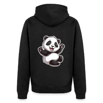 Exuberant Panda Buddy Sticker - Unisex Premium Organic Zip Hoodie - black - Back - Nico (187cm)