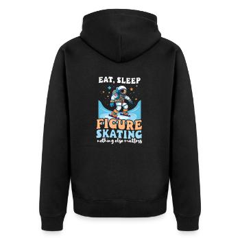 Eiskunstlauf Essen Schlaf Eiskunstlauf - Unisex Premium Bio Zip Hoodie - Schwarz - Hinten - Nico (187cm)