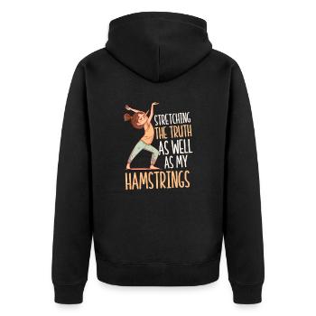 Yoga Instructor Stretching Truth As My Hamstrings - Unisex Premium Organic Zip Hoodie - black - Back - Nico (187cm)
