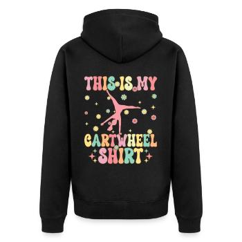 This Is My Cartwheel Shirt Groovy Gymnastik Turner - Unisex Premium Bio Zip Hoodie - Schwarz - Hinten - Nico (187cm)