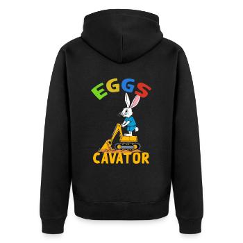 Lustiger Ostern Spruch Osterhase Baggerfahrer - Unisex Premium Bio Zip Hoodie - Schwarz - Hinten - Nico (187cm)