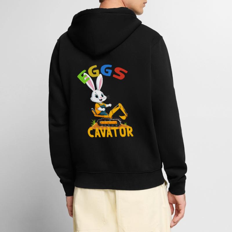 Funny Easter Saying Easter Bunny Excavator Driver Unisex Premium Organic Zip Hoodie