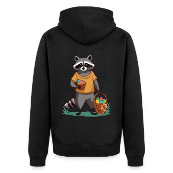 Lustiges Waschbären Kostüm Niedliches Ostereier - Unisex Premium Bio Zip Hoodie - Schwarz - Hinten - Nico (187cm)