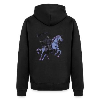 Einhorn Halloween Japanisches Einhorn - Unisex Premium Bio Zip Hoodie - Schwarz - Hinten - Nico (187cm)