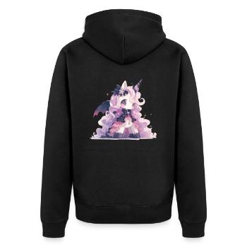 Einhorn Halloween Japanisches Einhorn - Unisex Premium Bio Zip Hoodie - Schwarz - Hinten - Nico (187cm)