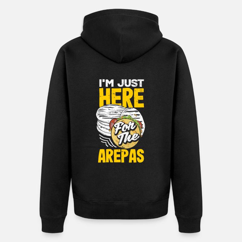 Arepas Colombien Venezuela Nourriture - Veste à capuche bio Premium Unisexe - noir