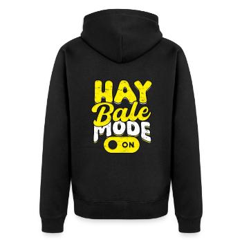 Landwirt Heu Stroh Strohballen Heuballen - Unisex Premium Bio Zip Hoodie - Schwarz - Hinten - Nico (187cm)