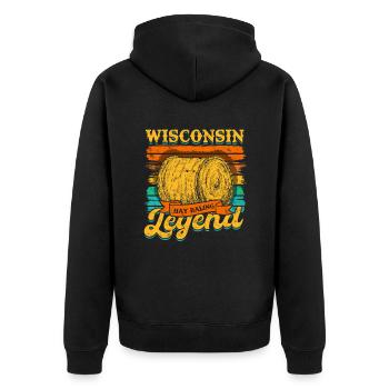 Landwirt Heu Stroh Strohballen Heuballen - Unisex Premium Bio Zip Hoodie - Schwarz - Hinten - Nico (187cm)
