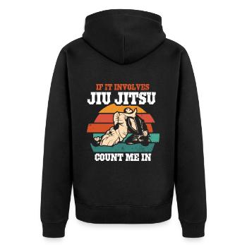 Brazilian Jiu Jitsu BJJ MMA Grappling - Unisex Premium Organic Zip Hoodie - black - Back - Nico (187cm)