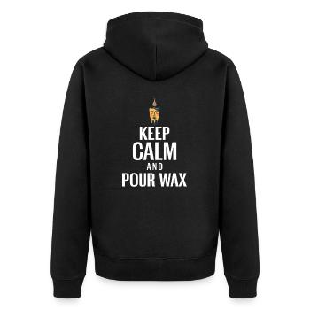 Candle Making Keep Calm and Pour Wax - Unisex Premium Organic Zip Hoodie - black - Back - Nico (187cm)