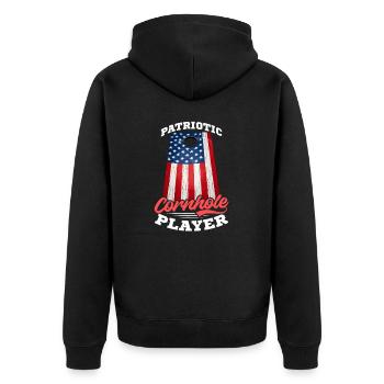 Cornhole patriotique joueur drapeau américain - Veste à capuche bio Premium Unisexe - noir - Dos - Nico (187cm)