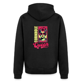 Cornhole Reine du trou de maïs - Veste à capuche bio Premium Unisexe - noir - Dos - Nico (187cm)