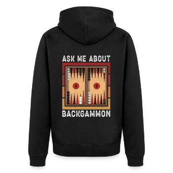 Backgammon Spieler Backgammon Brettspiel Geschenk - Unisex Premium Bio Zip Hoodie - Schwarz - Hinten - Nico (187cm)